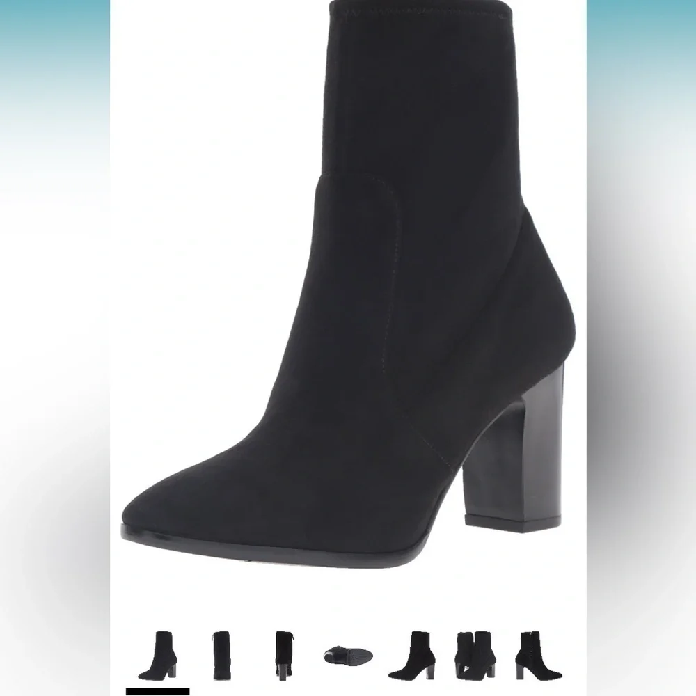 Black ankle suede black heel boots